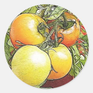 Adesivo Redondo Tomates frescos da herança do jardim