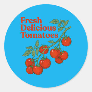 Adesivo Redondo Tomates Frescos Deliciosos Camiseta Engraçada de A