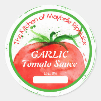 Adesivo Redondo Tomates molho de tomate salsa latas