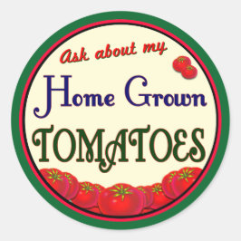 Adesivo Redondo Tomates Retro Gardener Slogan Sticker