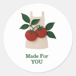 Adesivo Redondo Tomato Apron Sticker — Opção de Nome Personalizado