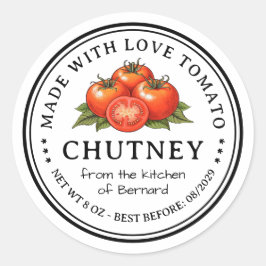 Adesivo Redondo Tomato Chutney Preserve Label
