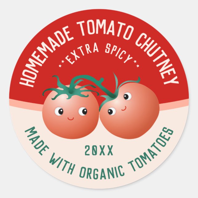 Adesivo Redondo Tomato Chutney Sticker para as suas receitas casei (Frente)
