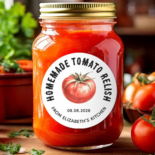 Adesivo Redondo Tomato Relish Canning Rlabel homemade tomate (Criador carregado)