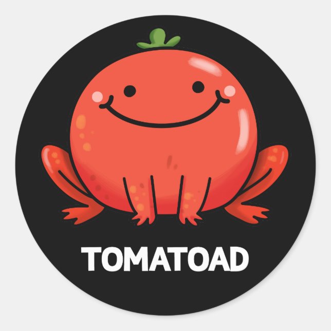 Adesivo Redondo Tomatoad Engraçado Tomate Toad Pun Dark BG (Frente)