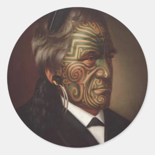 Adesivo Redondo "Tomika Te Mutu" - Gottfried Lindauer Sticker