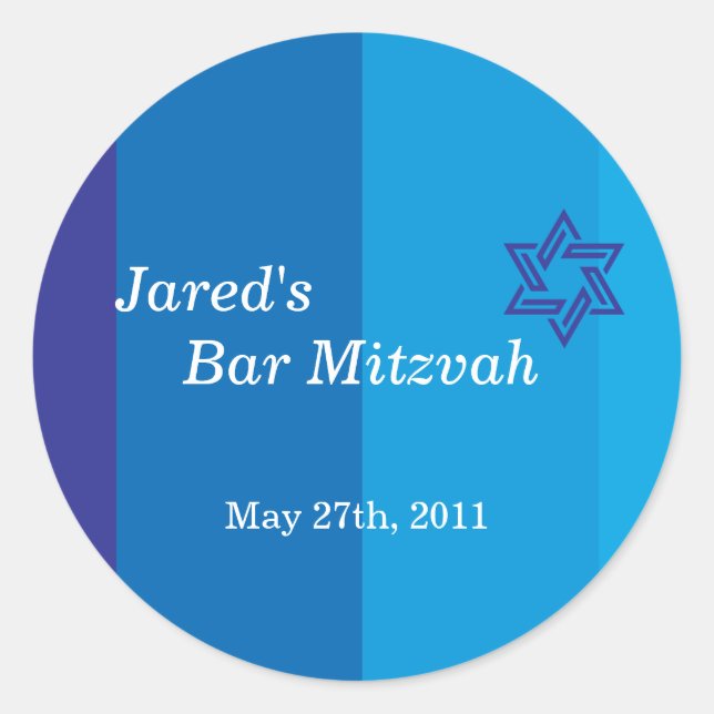 Adesivo Redondo Tonal Blue Bar Mitzvah Sticker (Frente)
