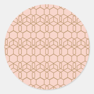 Adesivo Redondo Tonalidade de Pêssego e Dourado Boho Moderno Geomé