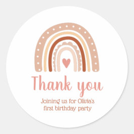 Adesivo Redondo Tone Terrestre Mudado Boho Rainbow Obrigado