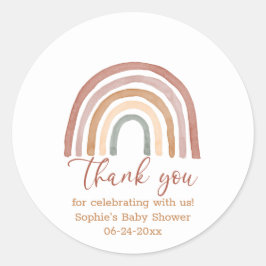 Adesivo Redondo Tones Mudados Boho Rainbow Obrigado