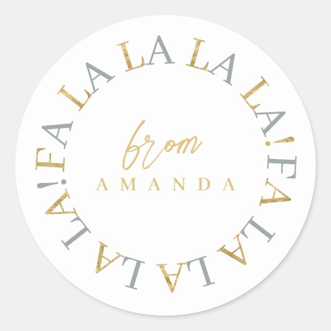 Adesivo Redondo Tons da Terra Dourados Natal Fa La ID1009 (Frente)