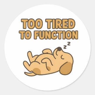 Adesivo Redondo Too Tired To Function Cute Sleeping Dog Mascot