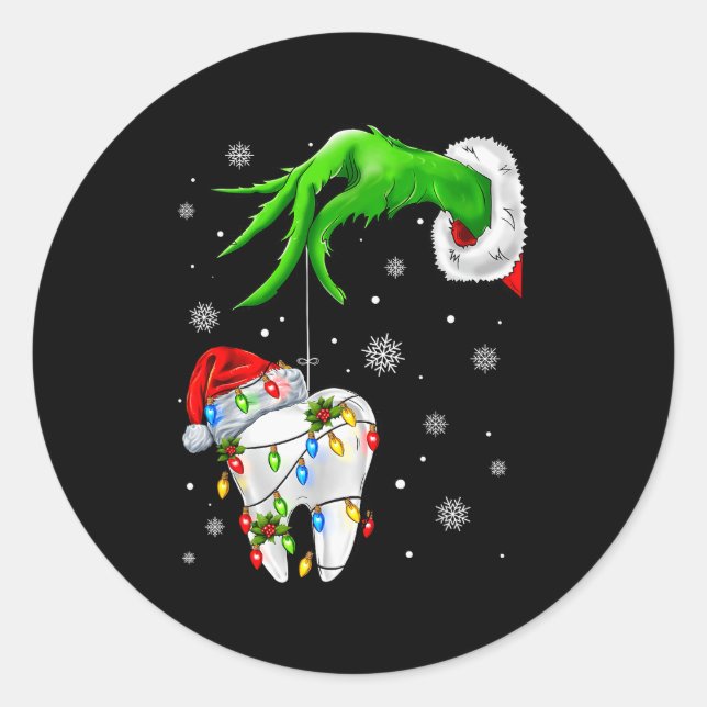 Adesivo Redondo Tooth Dentist Dental Istant Teeth Xmas Christmas P (Frente)