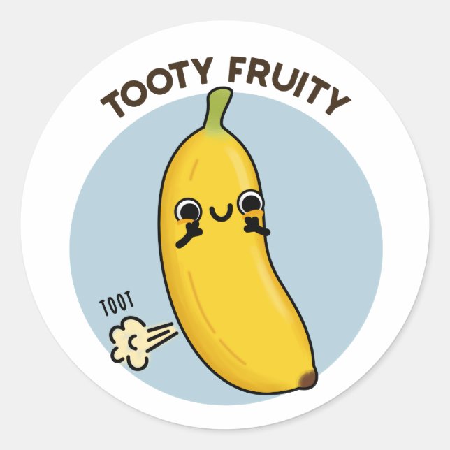 Adesivo Redondo Tooty Fruity Funny Banana Fruta Pun (Frente)