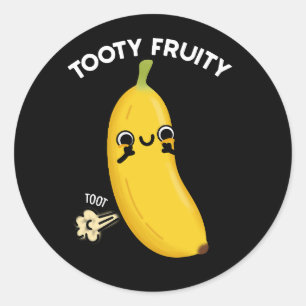 Adesivo Redondo Tooty Fruity Funny Banana Fruta Pun Dark BG