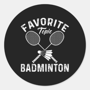 Adesivo Redondo Tópico Favorito Badminton Divertido Jogador de Esp