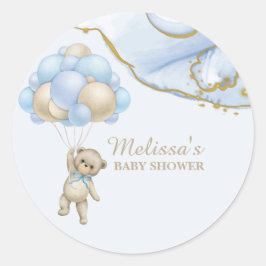 Adesivo Redondo Toppers de cupcake de balão azul We can bearly wai
