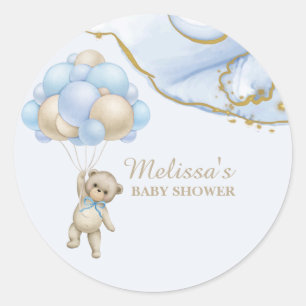 Adesivo Redondo Toppers de cupcake de balão azul We can bearly wai
