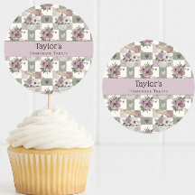 Toppers de Cupcake Personalizados com Xadrez Flora