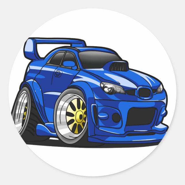 Adesivo Redondo Toque de velocidade do carro com músculo azul - Es (Frente)