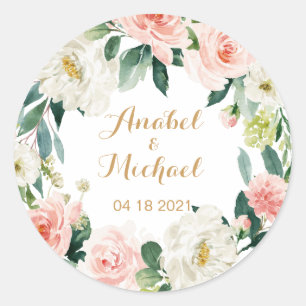 Adesivo Redondo Toque Floral Romântico Personalizado