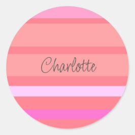 Adesivo Redondo Toques Rosa de Nome Personalizado