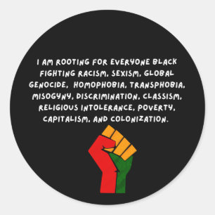 Adesivo Redondo Torcendo por Todos os Negros - Orgulho Juneteenth