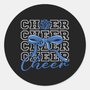 Adesivo Redondo Torcida Grito Azul Coquette Laço Cheerleader F
