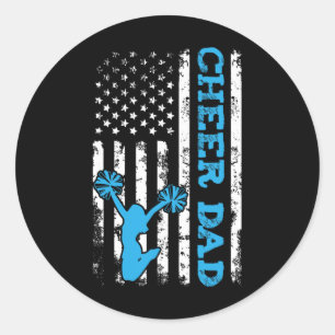Adesivo Redondo Torcida Pai EUA Bandeira Americana Cheerleader Pai