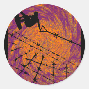 Adesivo Redondo Tornado louco de Wakeboard