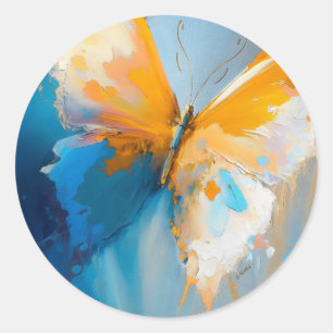Adesivo Redondo Tornando-se Luz – Borboleta Abstrata em Movimento