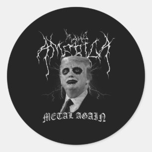 Adesivo Redondo Tornar a América Metálica Novamente Metal Negro Co