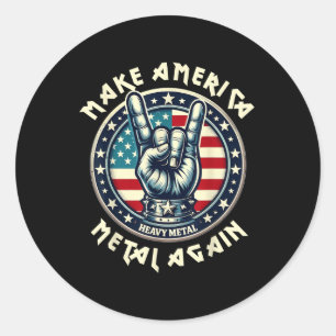 Adesivo Redondo Torne a América Metal novamente Trump Rock Heavy M