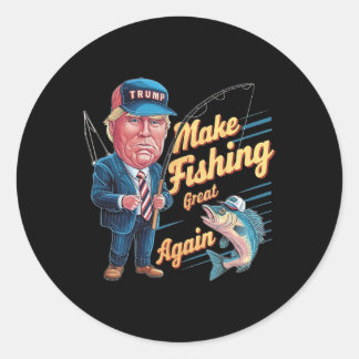 Adesivo Redondo Torne a Pesca Grande Novamente Trump Humor Pescado