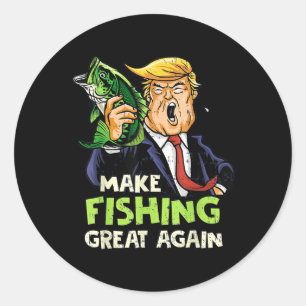 Adesivo Redondo Torne a Pesca Grande Novamente Trump Pescador Supo