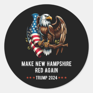 Adesivo Redondo Torne New Hampshire Vermelho Novamente Águia Repub