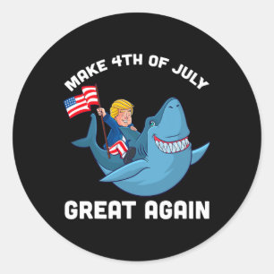 Adesivo Redondo Torne o 4 de Julho Grande Novamente Donald Trump T