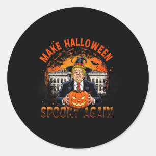Adesivo Redondo Torne o Halloween Novamente Engraçado Trump Hallow
