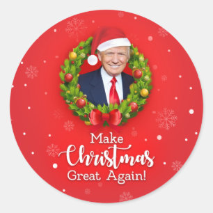 Adesivo Redondo Torne o Natal Grande Novamente Trump MAGA presente