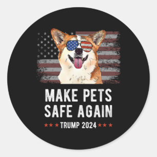 Adesivo Redondo Torne Os Animais Seguros Novamente Corgi Dog Trump