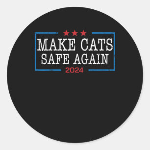 Adesivo Redondo Torne Os Gatos Seguros Mais Uma Vez Camisa Engraça