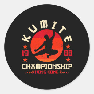 Adesivo Redondo Torneio de Kumite Retro Funny Viral Karate