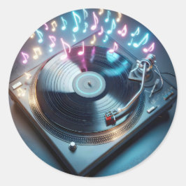 Adesivo Redondo Torno Neon Com Disco de Vinil
