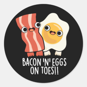 Adesivo Redondo Torradas Divertidas com Bacon e Ovos nos Dedos dos