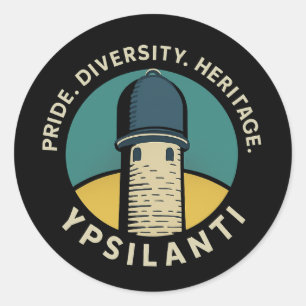 Adesivo Redondo Torre de Água de Ypsilanti - Orgulho Diversidade H