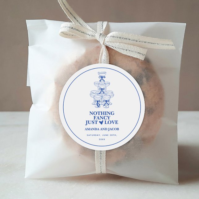 Adesivo Redondo Torre de Champanhe Azul Nada Rico Apenas Amor (Criador carregado)