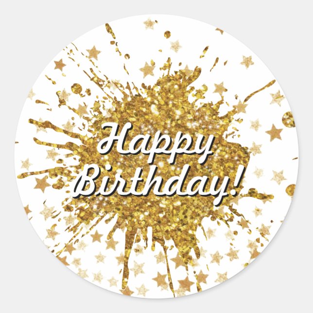 Adesivo Redondo Torre-de-ouro brilhante grafite estrelas-gotas (Frente)