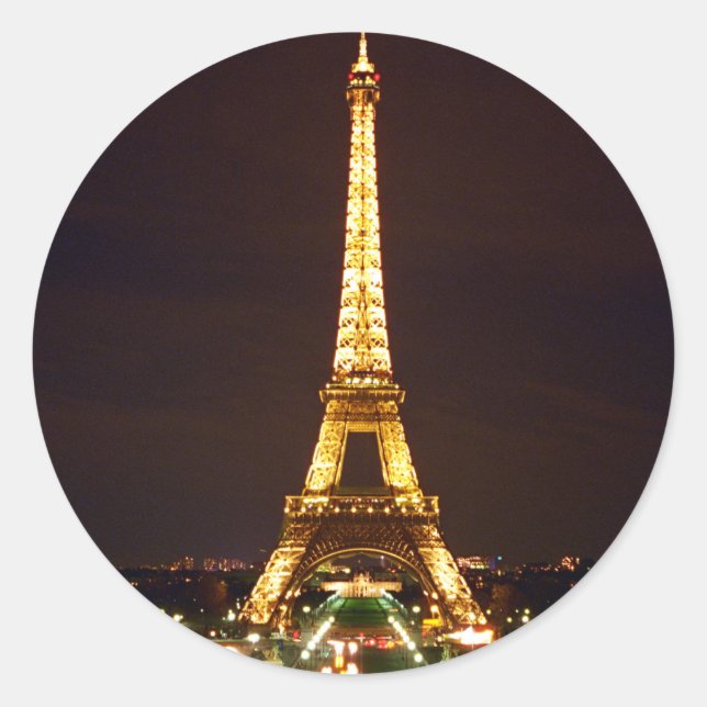 Adesivo Redondo Torre Eiffel à Noite (Frente)