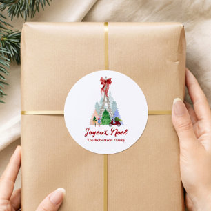 Adesivo Redondo Torre Eiffel de Natal Personalizada em Paris