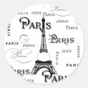 Adesivo Redondo Torre Eiffel de Paris France da caligrafia da